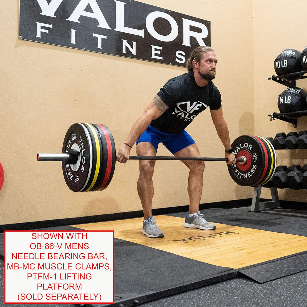 Valor Fitness Olympic Bumper Plate Pro - Weight Plates - Lifting Strength Conditioning Cross Training Workouts – Sold in Singles, Pairs, Sets - Workout Equipment