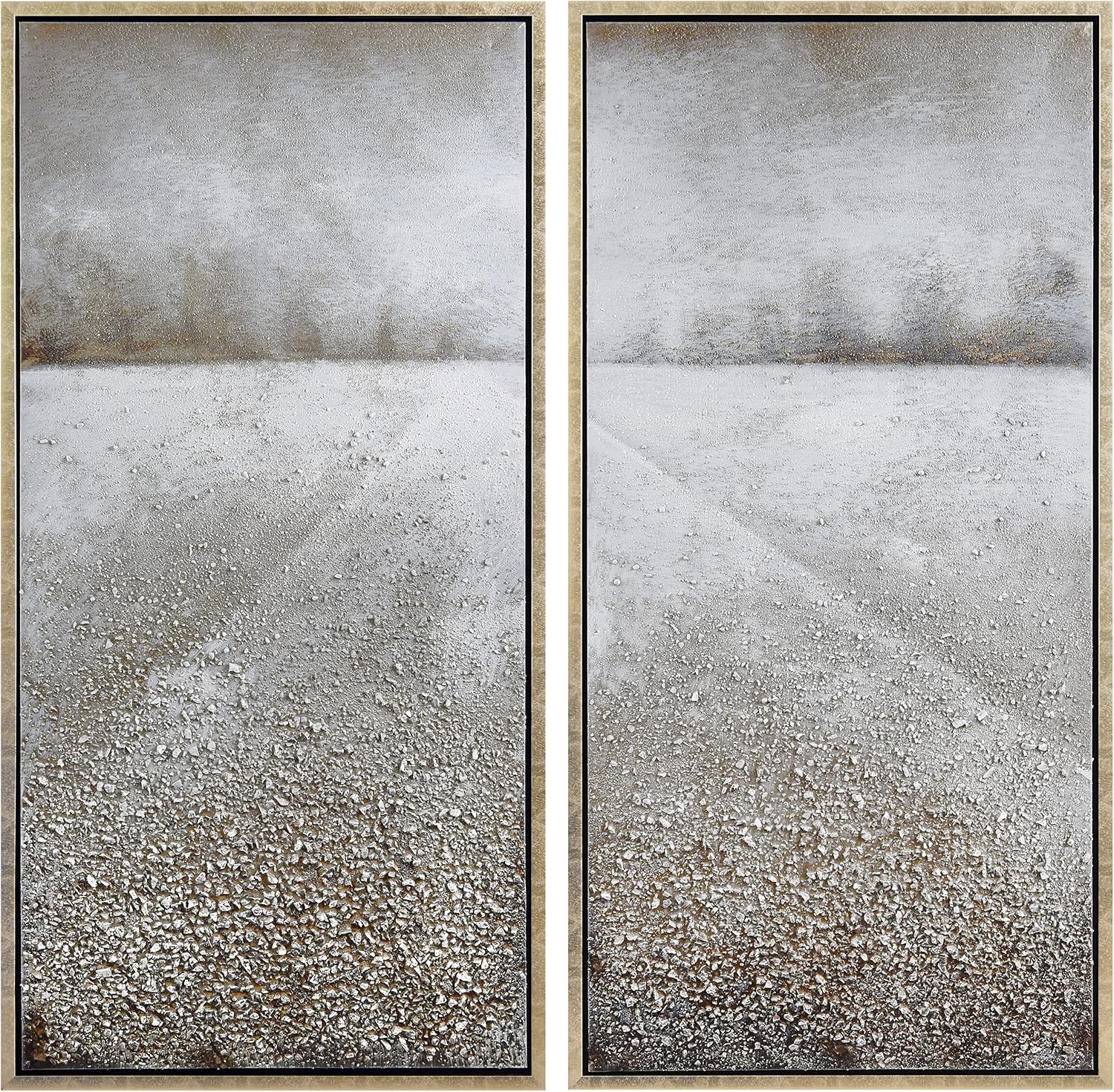 Empire Art Direct Abstract Wall Art Textured Hand Painted Canvas by Martin Edwards, Diptych, 48' x 24' each, Pebble Road